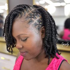 Short Bob Kinky Twists Natural Hairstyles For Black Women, Twist Cornrows, Flat Twist Hairstyles, Short Twists, African Hair Braiding Styles, Afrikaanse Mode, Braided Cornrow Hairstyles, Natural Hair Twists, Twist Styles