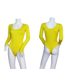 📌✂Please contact me if you would like a custom made bodysuit for your size with your measurements for an extra charge of £12.00. 💋Hand Made With Love💋 Item Specifics: Colour: Yellow Fabric: Micro Knit  Material: Polyester & Lycra Fabric Stretch: Full Stretch Pattern: Shirred Gather Effect Size: XS(6-8) S(8-10) M(10-12) L(12-14) XL(14- 16) XXL(16-18) Neckline: Crew Neck Silhouette: Bodysuit Sleeve Length: Long Sleeves Occasion: Casual, Party, Evening Body Size Type: Regular Fit Only Opening: B Cheap Yellow Playful Bodysuit, Cheap Yellow Bodysuit, Fitted One-piece Bodysuit With Lined Body, Fitted Solid Color Leotard With Lined Body, Fitted Solid Color One-piece Bodysuit, Stretch High Cut Leotard For Party, Fitted High Cut Lined Bodysuit, Solid High-cut Fitted Leotard, Yellow Fitted Long Sleeve Swimwear