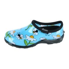 These bumble bee and flower print rain shoes are a great way to keep your feet dry and clean in a stylish way. They can be used for gardening, working on the farm, working in the yard, and more. The traction on the sole prevent slipping and the exterior material hoses off easily to keep them clean. Made of 100% Recycled Material Bee And Flower, Garden Shoes, Chelsea Rain Boots, Rain Shoes, Closed Toe Shoes, On The Farm, Round Toe Heels, Lug Sole, The Farm