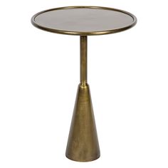 a brass table with a glass top and metal base on an isolated white background for use as a side table