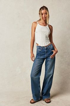 We The Free Tinsley Baggy High-Rise Jeans | Free People Jeans Free People, All Jeans, Free Jeans, Free People Jeans, Blue Fits, High Rise Denim, High Rise Jeans, Black Fits, Cozy Sweaters