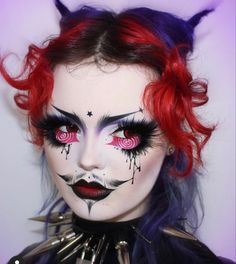 Drag King Makeup, Red Contacts, Punk Makeup, Drag King