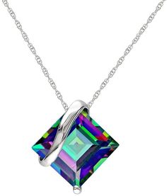 Kohl's Exotic Green Topaz 10k White Gold Pendant Necklace Dazzling Rectangular Jewelry For Gift, Square Diamond Cut Jewelry For Gifts, Rectangular Crystal Necklace For Gifts, Rectangular Crystal Necklace For Gift, Crystal Square Pendant Jewelry Gift, Crystal Square Pendant Jewelry For Gifts, Crystal Jewelry Square Pendant For Gifts, Crystal Jewelry With Rectangular Stone For Gift, Silver Square Cut Birthstone Jewelry