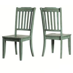 two wooden chairs side by side against a white background