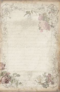 an old paper with roses on it