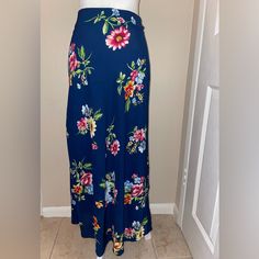 New W/ Tags - Ambience Apparel - Blue Floral Skirt - Size L Waist: 32” Please Note The Back Side Of Skirt Has An Elastic Waistband That Provides Stretches Skirt To 36” Length: Approximately 38” 100% Polyester Hand Wash Cold Fitted Floral Print Skirt For Vacation, Floral Print Stretch Long Skirt, Stretch Floral Print Long Skirt, Fitted Floral Print Skirt, Fitted Full Length Blue Skirt, Blue Stretch Maxi Skirt For Spring, Blue Full Length Maxi Skirt For Spring, Fitted Blue Skirt For Spring, Floral Print Stretch Maxi Skirt