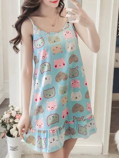 Pajama Fashion, Sleepwear Fashion, Cute Pajama Sets, Night Dress For Women, Cute Pajamas, Night Wear