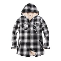 Women’s Sherpa Lined Flannel Jacket with Hood Womens Hooded Flannel, Womens Flannel Jacket, Fleece Lined Flannel Shirt, Women Flannel, Lined Flannel Shirt, Girls Flannel, Family Black, Flannel Hoodie, Black And White Flannel