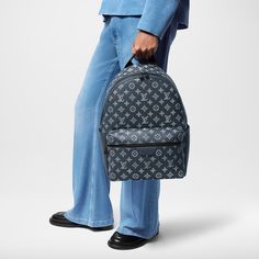 LOUIS VUITTON® - Discovery Backpack - Ink Blue White Designer Blue Backpack, Luxury Blue Standard Backpack, Designer Blue Standard Backpack, Luxury Blue Backpack Bag, Luxury Blue Backpack, Louis Vuitton Gifts, Louis Vuitton Official Website, Trunk Bag, Ink Blue