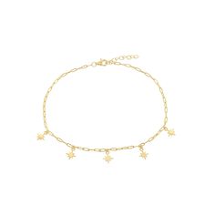 This gorgeous 14k gold over sterling silver charm anklet is the perfect way to finish any outfit. This gorgeous 14k gold over sterling silver charm anklet is the perfect way to finish any outfit.Click on this JEWELRY & WATCHES GUIDE to learn about fit, styles, materials and more! Length: 10 in. Clasp: spring-ring Metal: sterling silver Plating: 14k gold flash plated Finish: polished Packaging: boxed Please note, due to the high value of this item, a signature may be required upon delivery. Size: Gold Anklets With Star Charm For Gift, Gold Anklet With Star Charm As Gift, Charm Anklet, Ring Metal, Sterling Silver Charm, Metal Rings, Spring Rings, Silver Charms, Anklets