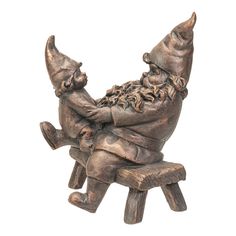 6.65 Gnome Statue - Bronze Gnomes on Bench - Magick Magick.com Sitting On Bench, Mushroom Garden, Garden Gnomes Statue, Magnesium Oxide, Gnome Statues, Gnome House, Garden Gnome, Garden Statue, Labrador Puppy