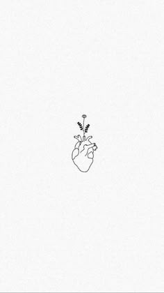 a black and white drawing of a hand holding a plant in it's palm