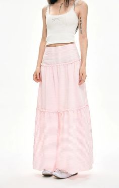 Embrace the whimsical allure of the Striped Ruffle Hem Maxi Skirt, a perfect blend of charm and versatility.
This elegant A-line skirt features a high waist design, crafting a flattering silhouette that elongates the legs. Made from 100% polyester fiber, it offers durable wear while maintaining a graceful flow. The playful stripes and ruffle hem add a retro-inspired twist, while the full length promises to sway with your every step.
Its effortless style is ideal for everything from weekend brunc Maxi Rok, A Line Skirt, Ruffle Hem, Retro Inspired, A Line Skirts, Effortless Style, Maxi Skirt, Full Length, High Waist