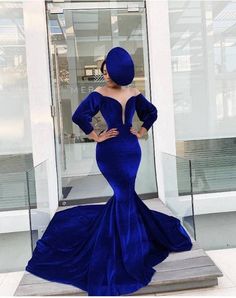 Unique dress made with blue velvet material, crafted by professionals Prom Dresses Off The Shoulder, African Party Dresses, Blue Velvet Dress, Royal Blue Prom Dresses, Dresses Royal, Royal Blue Dresses, African Wedding, Wholesale Dress, Prom Dresses Blue