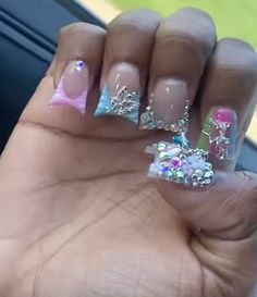 Medium Freestyle Nails, Nail Manifestation, Nail Setup, Duck Tips, Freestyle Nails, Sky Nails