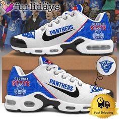 Georgia State Panthers Football Mascot Symbol Custom Air Max Plus Shoes Experience the perfect blend of style and performance with the Air Max Plus shoes. Featuring an iconic design, optimal air cushioning, and exceptional durability, these shoes provide outstanding comfort and support all day long. Whether you’re running, walking, or simply adding a statement to your outfit, the Air Max Plus is your go-to choice. Tailored for the trendsetting individual inspired by: Photos Of Georgia Stat Tn Shoes, Chargers Football, Panthers Football, Georgia State, Custom Nike, Dog Memorial Gift, Air Max Shoes, Nike Air Max Plus, Air Max Plus