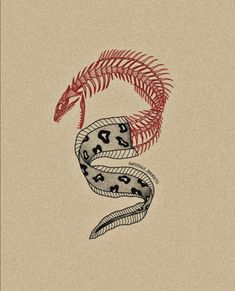 a drawing of a snake with its head in the shape of a fish's tail