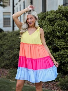 Tiered Color Block Mini Dress Casual Cotton Dress, Heart Flutter, Color Block Design, Feeling Confident, Dress Boutique, Colorblock Dress, Mini Dresses Summer, Bold Color, Online Dress Shopping