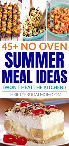 a collage of summer meal ideas with text overlay