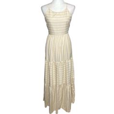 Nwt Cozy Co. Beige Maxi Dress Tiered Spaghetti Strap Boho Cottage Dress Sz M New With Tags Pictured On A Size 6 Mannequin Waist Has Elastic And Stretches Quite A Bit, Chest Also Can Go Bigger Because Of The Tie Feature On The Back Approximate Measurements: Chest: 16.5 Waist: 14.25 Hips: 19 Total Length: 55 Cream Sleeveless Sundress For Daytime, Beige Tiered Maxi Dress For Vacation, Cream Maxi Sundress For Vacation, Cream Sundress Maxi Dress For Day Out, Cream Maxi Length Sundress For Vacation, Cream Sundress For Daytime, Off White Sleeveless Maxi Dress For Vacation, Off White Sundress For Vacation, Beige Maxi Dress With Adjustable Straps For Day Out