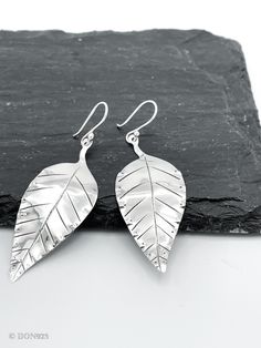 Silver Leaf Earrings, Leaves Earrings, Dangle Earrings Silver, Snake Ring Silver, Unusual Rings, Leaf Jewelry, Jewelry Statement, Oxidised Jewellery, Earrings Boho