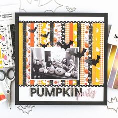 an image of a card with pumpkins on it and scissors next to the cards