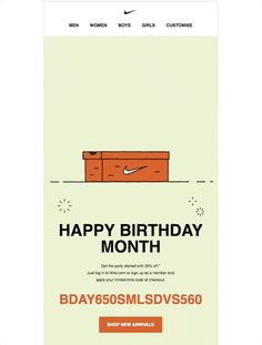 the nike advertises happy birthday month with an image of a box on it