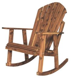 a wooden rocking chair on a white background