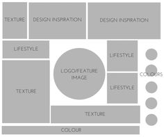 the mood board template is shown in grey and white