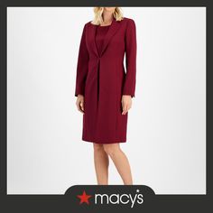 in stock Elegant Long Sleeve Fall Suits, Elegant Structured Long Sleeve Dress, Elegant Structured Fall Suit, Tailored Knee-length Skirt Suit For Formal Occasions, Structured Long Sleeve Formal Dress, Formal Structured Long Sleeve Dress, Elegant Jacket Dress For Office, Formal Long Sleeve Structured Dress, Elegant Semi-formal Skirt Suit For Fall