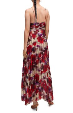 Crisp accordion pleats contrast beautifully against the watercolor floral print that distinguishes this sweeping sleeveless maxi dress. V-neck Spaghetti straps Partially lined 100% polyester Machine wash, line dry Made in Turkey Pleated Satin Dress, Best Maxi Dresses, Figure Flattering Dresses, Best Wedding Guest Dresses, Mango Dress, Pleated Maxi Dress, Pleated Maxi, Long Jumpsuits, Sleeveless Maxi Dress