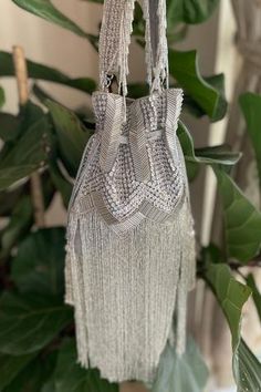 Shop for Bhavna Kumar Extended Bead Fringe Potli Bag Online at Aza Fashions Pearl Fringe, Silver Handbag, Potli Bag, Bead Fringe, Potli Bags, Bag Silver, Fringe Bags, Beaded Fringe, Handbags Online