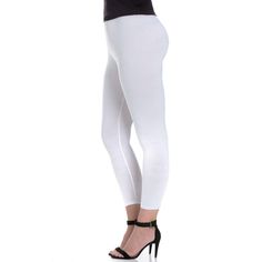 These comfortable plus size leggings from 24sevenComfort Apparel feature an elastic waistband and soft construction for a comfortable and flattering fit. Stay stylish with these ankle-length leggings that are perfect under a skirt, tunic, dress or just on their own. Their versatility makes them an essential piece in every wardrobe. Comfortable White Stretch Bottoms, Comfortable Stretch White Bottoms, Casual White Elastic Leggings, White Stretch Footless Leggings, White Casual Elastic Leggings, Spring White Footless Leggings, White Footless Spring Leggings, Spring White Stretch Leggings, Casual White Tights For Spring