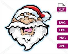 santa claus face with red hat and beard svg cut file for cricut