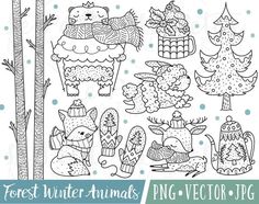 forest winter animals svg clipart set for cricut and other crafting projects