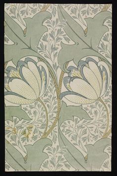 an old wallpaper with flowers and leaves on it