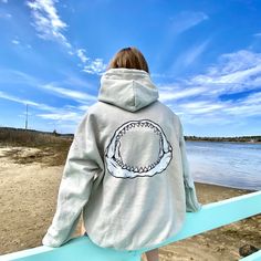 JAW Hoodie – Salt N' Fin Co. Shark Clothes, Save The Sharks, Shark Conservation, Aesthetic Hoodies, Swimsuit Inspo, Shark Hoodie, Style Hoodie, Hoodie Outfit, Carolina Blue