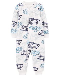 Crafted in snuggly fleece, this 1-piece takes him from playtime to bedtime in no time! Zip-up design makes for quick changes and easy dressing. Chemically treated? No way! Carter's polyester is flame resistant... Phew! Pajamas White, Baby Boy Pajamas, Carters Baby Boys, Carters Baby, Easy Dressing, Boys Pajamas, Cozy Fashion, Shop Clothing, Holiday Fashion