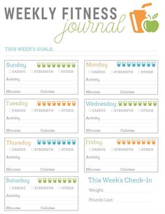 a printable weekly fitness planner for the week