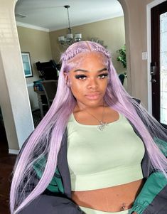 Purple Hair Lace Wig, Purple Hair Wig Black Women, Lavender Wig Black Women, Purple Deep Wave Wig, Light Purple Hair Black Women, Lavender Wigs For Black Women, Purple Wig Hairstyles, Birthday Hair Colors, Purple Wigs Black Women