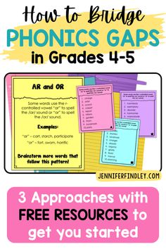 the text how to bridge phonics gap in grade 4 - 5 with free resources