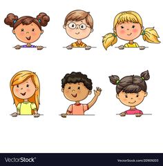 kids with different expressions on white background