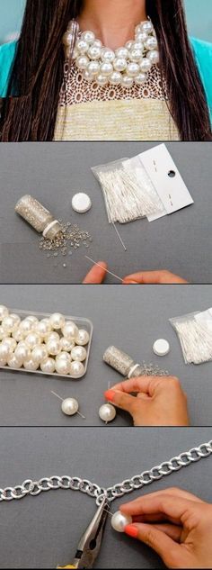 this is an image of how to make bead necklaces with beads and chains