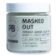 Masked Out French Green Clay Mask -  Show your pores some amour with PROVENCE Beauty's Masked Out French Green Clay Mask that absorbs excess oils + deeply cleans skin.    Benefits     Smooth, creamy clay mask gently exfoliates skin + deeply cleans pores by absorbing excess oil Helps to smooth skin + reveal a more radiant, clear-looking complexion For all skin types: dry, oily, combination, sensitive, and breakout-prone Especially great for congested skin Formulated with our Provenal Complexa uni Provence Beauty, Green Clay Mask, Skin Face Mask, French Green Clay, Congested Skin, French Green, Beauty Mask, Green Clay, Makeup Bag Organization