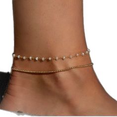 Gold Anklets With Pearl Charm As Gift, Gold Anklets With Pearl Charm For Gift, Delicate White Anklet As A Gift, Adjustable White Pearl Chain Anklet, Dainty Gold Anklets With Pearl Charm, Gold Dainty Anklets With Pearl Charm, White Anklets With Pearl Charm As Gift, Delicate Pearl Chain Anklets, Elegant White Pearl Chain Anklets