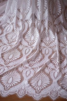 Designer Geometrical Bridal Lace Fabric By The Yard Bohemian Scalloped Lace In Cream, Bohemian Cream Scalloped Lace, Cream Bohemian Scalloped Lace, Boho Rustic Wedding Dress, Bridal Crochet, Wedding Dress Vintage Lace, Rustic Wedding Dress, Victorian Home Decor, Types Of Lace