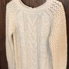 Gorgeous Off White Chunky Knit Sweater By Cynthia Rowley, Size Medium. Knit Has Threads Of Copper Colored Thread To Accent The Copper Zipper On Back. Acrylic, Wool Blend. Cream Knit Sweater For Layering, Off White Open Knit Sweater For Fall, White Knit Sweater For Layering, White Pointelle Knit Sweater For Winter, White Cable Knit Sweater For Layering, Cream Open Knit Sweater For Fall, Cream Open Knit Sweater For Layering, Soft Knit Off White Sweater, Winter White Open Knit Sweater