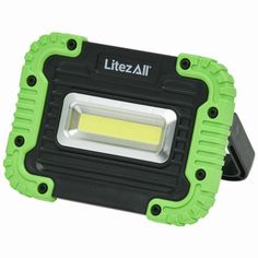 a green and black light with the word litez all on it's side