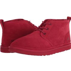 Color: Red Suede Upper Rear Pull Tab, Metal Eyelets Cotton Laces Sugarcane Eva Outsole Or Treadlite By Ugg Eva Outsole Polyester Binding Or Textile Binding Made From 100% Recycled Polyester Fibers 3.75" Shaft Height Heat-Embossed Ugg Logo Cushioned Foam Footbed Dyed Sheep Fur (Fur Origin: Australia) Nwt Offers Welcomed! Casual Lace-up Boots With Red Sole, Red Suede Casual Boots, Casual Red Plain Toe Boots, Casual Red Suede Boots, Casual Red Boots With Rubber Sole, Red Low-top Casual Boots, Men Uggs, Ugg Neumel, Men’s Boots