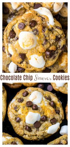 s'mores chocolate chip cookies with marshmallows on top